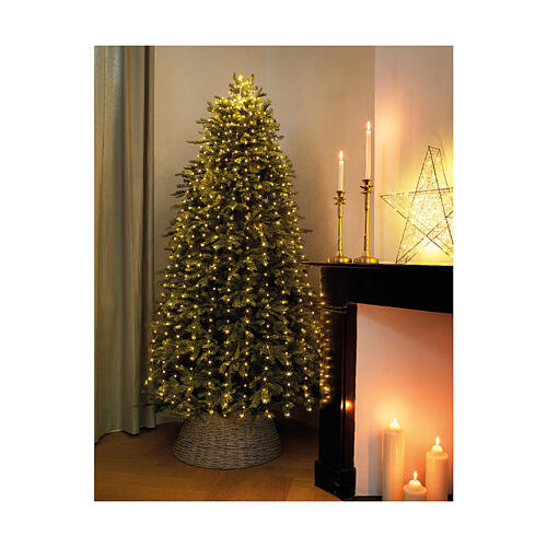 Cascata de luzes 408 microLEDs fio verde para árvore de Natal 180 cm branco quente int/ext 6