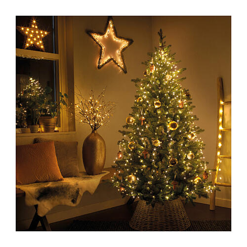 Lichterkaskade für Weihnachtsbäume, 672 Micro-LEDs, warmweiß, grüner Draht – 2,1 m, für innen und außen 3