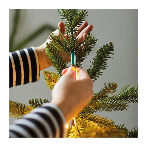 Cascata luminosa 650 microled filo verde albero Natale 200 cm bianco caldo int est 6