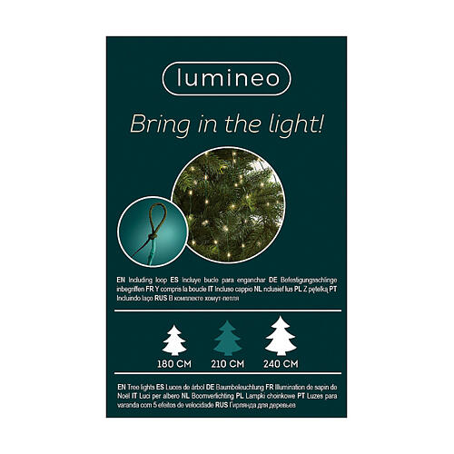 Cascata luminosa 650 microled filo verde albero Natale 200 cm bianco caldo int est 7