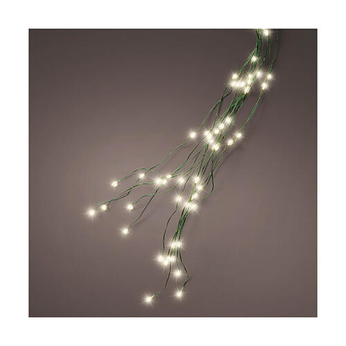 Cascata luminosa 672 micro LEDs fio verde para árvore de Natal 210 cm branco quente int/ext 1