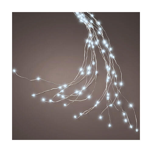 Cascata luminosa 672 microLEDs intermitentes fio transparente para árvore de Natal 210 cm branco frio int/ext 1