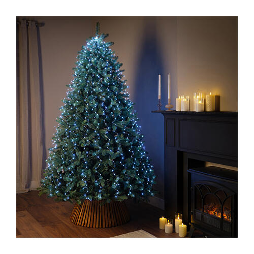 Cascata luminosa 672 microLEDs intermitentes fio transparente para árvore de Natal 210 cm branco frio int/ext 4