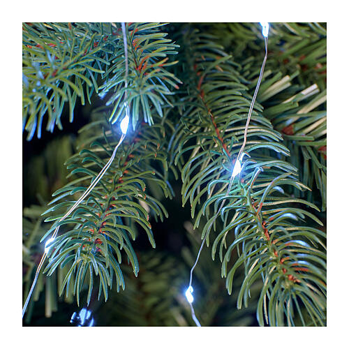 Cascata luminosa 672 microLEDs intermitentes fio transparente para árvore de Natal 210 cm branco frio int/ext 6