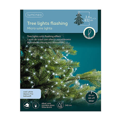 Cascata luminosa 852 microled FLASHING albero Natale 240 cm bianco freddo int est 8