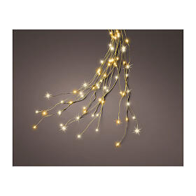 Cascata luminosa 408 micro LEDs fio ouro intermitente para árvores 180 cm dourado e branco quente
