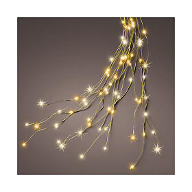 Golden wire light cascade for 83 in Christmas trees, 672 golden and warm white microLEDs for indoor and outdoor