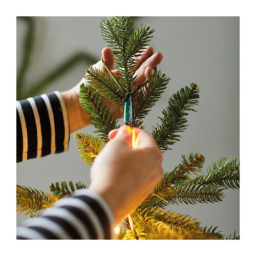 Cascade lumineuse 672 microLEDs fil doré et blanc chaud pour sapin de Noël 210 cm int/ext 6