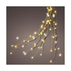 Flashing light cascade of 192 warm white micrLEDs on golden wire for 95 in indoor/outdoor Christmas tree