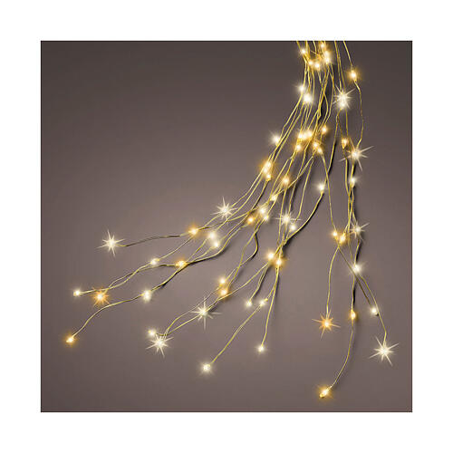 Flashing light cascade of 192 warm white micrLEDs on golden wire for 95 in indoor/outdoor Christmas tree 1
