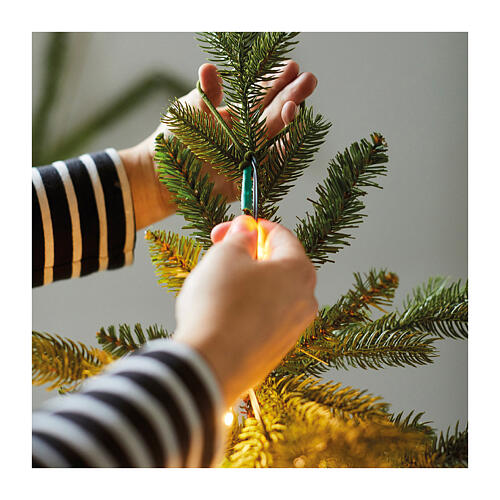 Flashing light cascade of 192 warm white micrLEDs on golden wire for 95 in indoor/outdoor Christmas tree 5