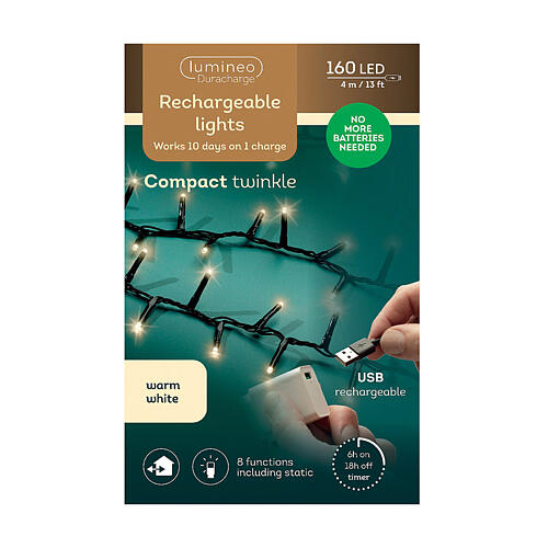 Guirlande lumineuse blanc chaud 160 LEDs Duracharge USB 4 m int/ext 3