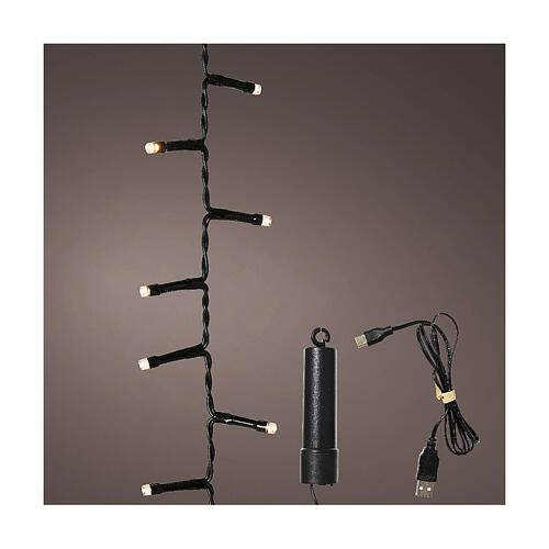 Catena luminosa bianco caldo 160 LED Duracharge USB 4 m int est 1