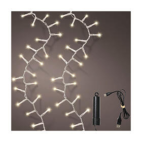 Catena luminosa bianco caldo 160 LED Duracharge filo bianco USB 4 m int est