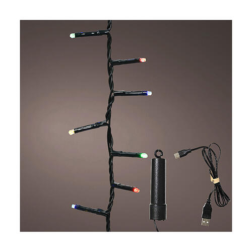 Catena luminosa luce dorata 160 LED Duracharge filo nero USB 4 m int est 1