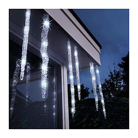 Guirlande lumineuse stalactites 60 LEDs clignotants blanc froid 3,6 m