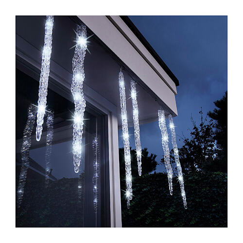 Guirlande lumineuse stalactites 60 LEDs clignotants blanc froid 3,6 m 2