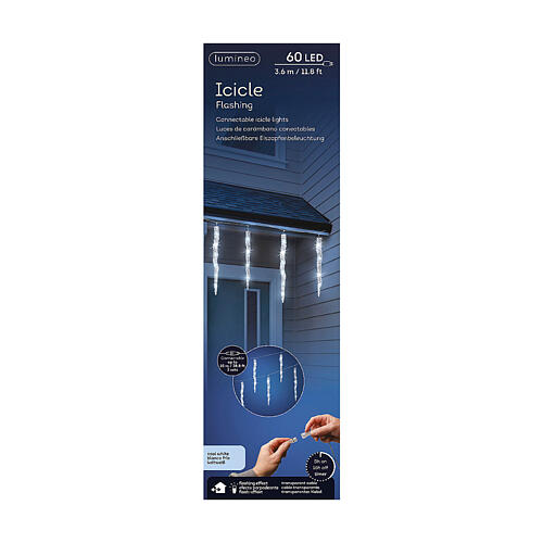 Ghiaccioli luminosi uso int est 60 LED flashing bianco freddo 3,6 m 4