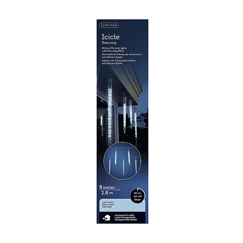 Guirlande lumineuse usage intérieur/extérieur 8 LEDs effet neige blanc froid 2,8 m 3
