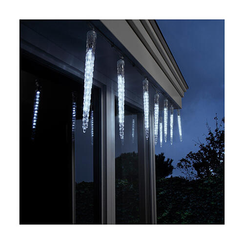 Ghiaccioli luminosi uso int est 8 LED effetto nevicata bianco freddo 2,8 m 1