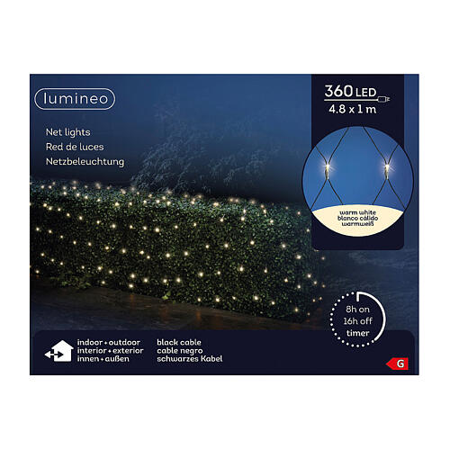 Filet lumineux 360 LEDs blanc chaud 4,8x1 m int/ext 5