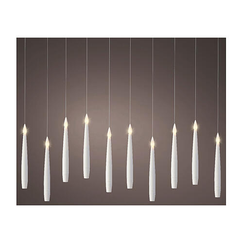 Set of 10 steady warm white LED candle lights for indoor use, 6 in 1
