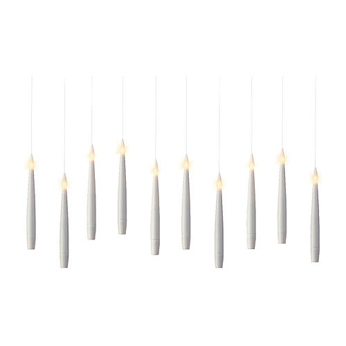 Set of 10 steady warm white LED candle lights for indoor use, 6 in 4