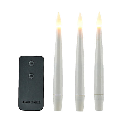 Conjunto 10 velas LED brancas fixas em branco quente int/ext 15 cm 3