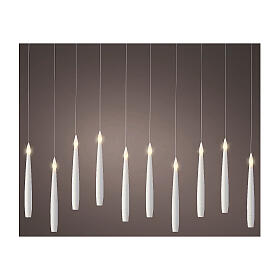 Set of 10 fixed warm white LED candle lights indoor outdoor 15 cm