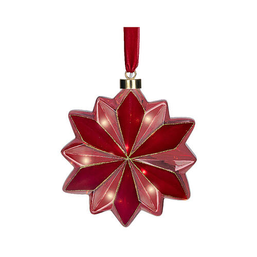 Red flower with 15 steady micro LEDs for indoor use, 7.5 in 2