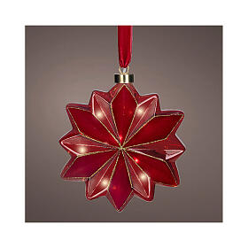 Fiore rosso 15 micro LED fissi uso interno 19 cm