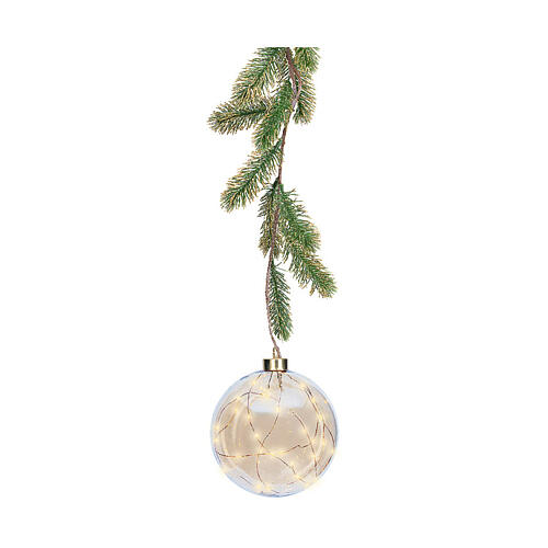Sphère avec branche d'arbre 30 micro LEDs dorés fixes usage intérieur 15 cm 4