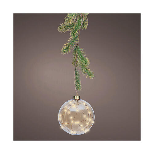 Sfera con ramo d'albero 30 micro LED dorati fissi uso interno 15 cm 2