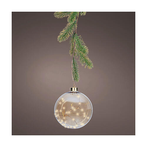 Sphère avec branche d'arbre 40 micro LEDs dorés fixes usage intérieur 20 cm 2