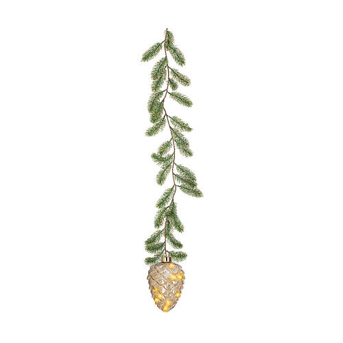 Pigna con ramo d'albero 15 micro LED dorati fissi uso interno 15 cm 3