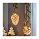 Pigna con ramo d'albero 15 micro LED dorati fissi uso interno 15 cm s5
