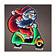 Père Noël sur scooter lumineux LEDs Infinity Light multicolores int-ext 60x52 cm s1