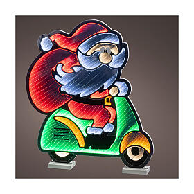 Babbo Natale su motorino infinity light LED multicolore uso int-est 60x 50 cm