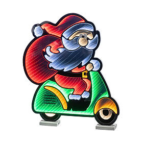 Babbo Natale su motorino infinity light LED multicolore uso int-est 60x 50 cm