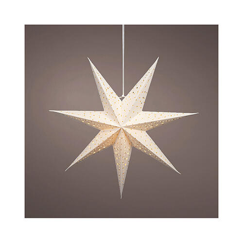 Addobbo a forma di stella di carta forata LED bianco caldo 1