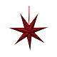 Red perforated paper star decoration with warm white LEDs s2
