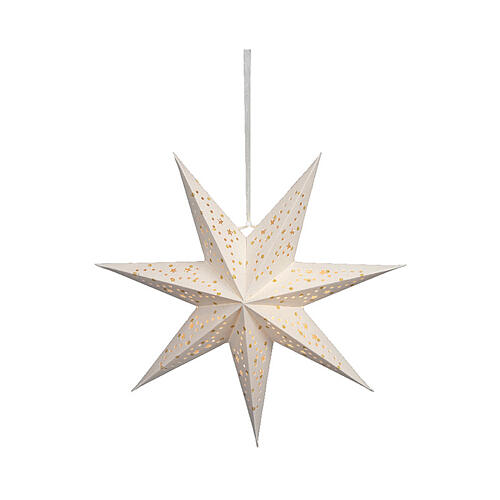 Estrella de papel perforado FSC mix 100% con LED blanco cálido 3