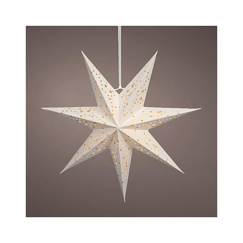 Étoile en papier perforé 100% FSC mix LEDs blanc chaud 1