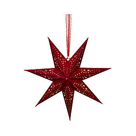 Décoration étoile en papier rouge perforé 100 % FSC à LED blanc chaud