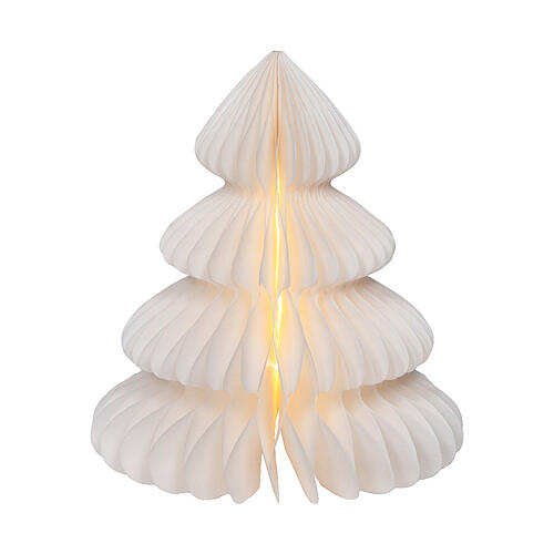 Weihnachtsbaum aus weißem FSC®-zertifiziertem Papier (100 %), Wabenstruktur, mit Micro-LEDs, 28 cm 3