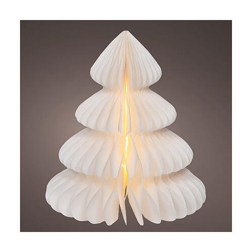White tree with warm white micro LEDs, 100% FSC mixed paper, 12 in 1