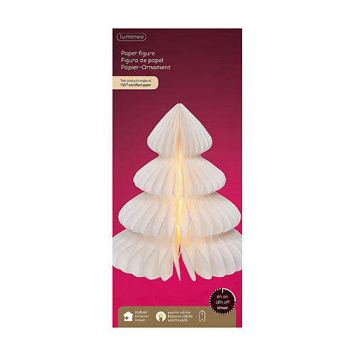 Albero carta bianca FSC mix 100% Micro LED bianco caldo 30 cm 4