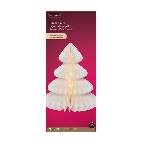 White tree with micro warm white LEDs, 100% FSC mix certified paper, 19 in 4