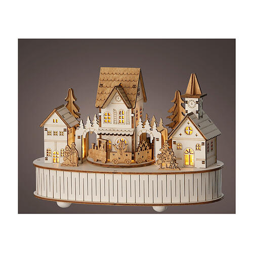 Carillón aldea movimiento madera FSC 100% LED blancos cálidos 12x22x15 cm 1