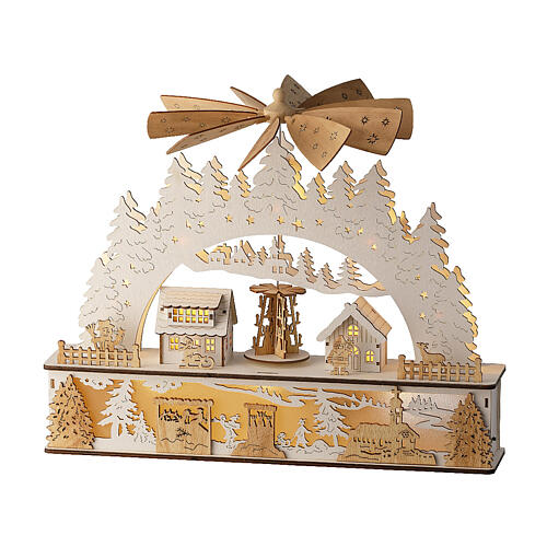 Boîte à musique montagne en mouvement bois 100% FSC LEDs blancs chauds 10x45x35 cm 4